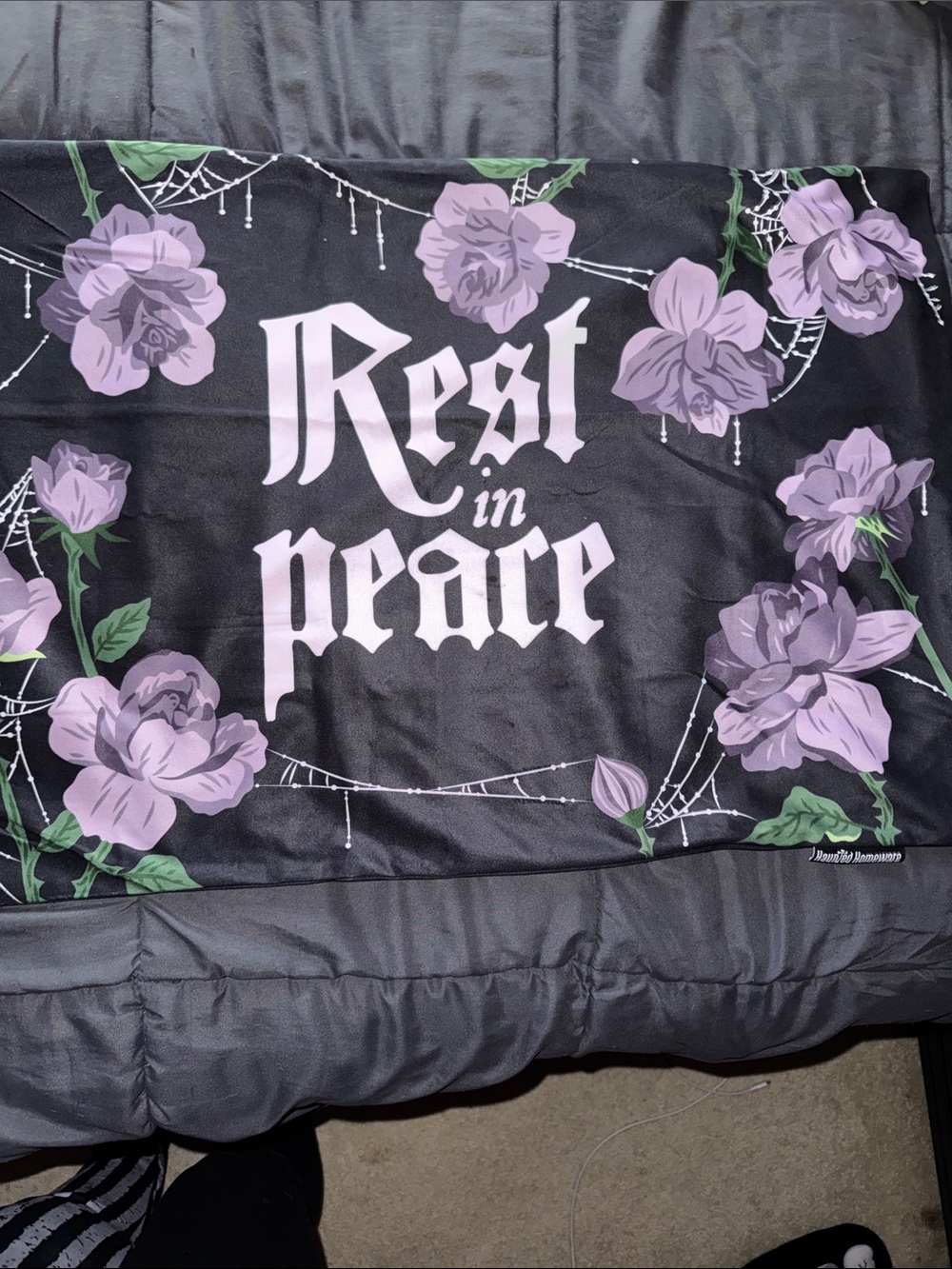 KillStar Rest in Peace Floral Pillowcases (2) - Black & Lavender